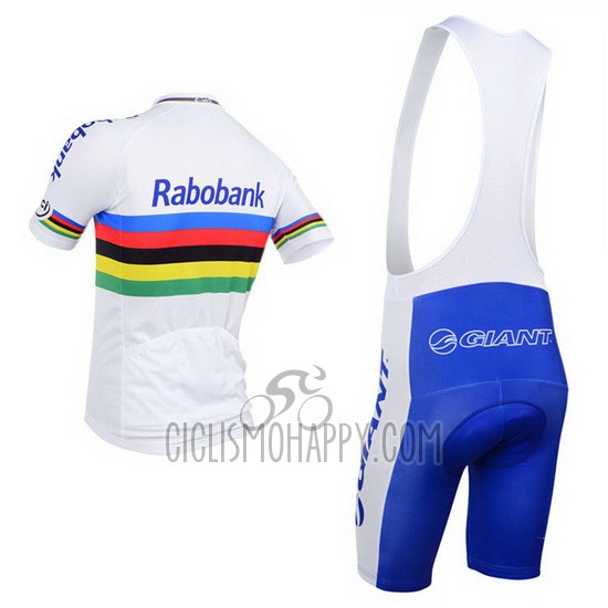 UCI Mondo Campione Lider Rabobank Cycling Jersey Bib Short 2013 Men Short Sleeve White